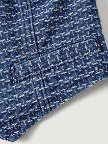 Sweetra Women's Single-Breasted Bandeau Top And Pleated Skirt Denim Set - Blue - View 4