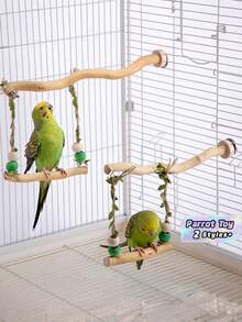 Wooden Parrot Vine Swing Climbing Stand Claw Grinding Bite Resistant Bird Cage Accessory Fun Play Toy Stress Relief Activity Perch For Budgie Cockatiel Pet Bird Daily Entertainment - View 1