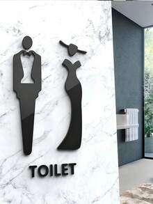 1 PC Acrylic Toilet Sign With 3D Three Dimensional Male And Female Symbols Suitable For Office Public Restroom Indication Plaque Waterproof Easy Clean Wall Mountable - 1PC - View 6