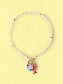 Popjeli 1 Piece, Summer Beach Ocean Vacation Wind Glazed Chain Fruit Cherry Small Fish Coral Starfish Lemon Mushroom Rough Stone Pendant Women's Necklace,Y2K/Cute/Colorful/Chic,DIY,PINK,Summer/Beach/Prom/Part/Vacation/Travel,For Mom/Women/Girl/Mother,Heart,Floral - Multicolor - View 17