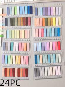 2400Pcs 12Styles Semi Transparent PET Sticky Notes Index Tabs Vintage Retro Aesthetic Translucent Solid Color Page Markers Annotation Flags Office School Study Supplies Organizer Must Have - multicolor - View 12
