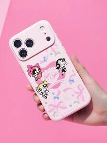 THE POWERPUFF GIRLS X SHEIN 卡通粉色磨砂防摔手機殼，相容 iPhone 11 - 17 Pro Max - 彩色 - 查看 2