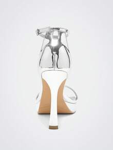 Maija Damen Sandalen mit runder Zehenpartie und Stilettoabsatz, modische und einfache Damenschuhe, elegant und bequem für Pendler und Partys, Frühlings- und Sommersandalen für Damen - Silber - Übersicht 3