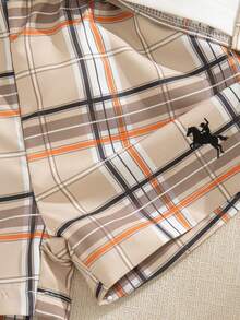 Souflis Souflis 3pcs/Set Baby Boys Casual Fashion Print Pattern Button Long Sleeve Shirt, Round Neck Sleeveless Vest And Shorts Set Suitable For Spring/Summer Vacation, Sports, College, Party And Photography Baby Boys Set Baby Boy Summer Outfit Toddler Boy Clothes Summer Sets Baby Boy Casual Set Summer Wear For Boys - Multicolor - View 10