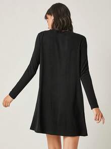 SHEIN BASICS Solid Tee Dress/Spring Summer Outfit For Women - Black - View 3