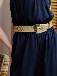 Opalesca 1 件女士手工编织金属金色腰带，带不对称金属扣，适合日常通勤或派对场合万圣节夏季、学校秋季、秋季、万圣节 - 金色 - 查看 8
