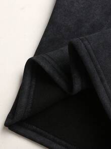 Young Girl Casual Daily Fashion Washed Round Neck Loose Top And Shorts Set - Dark Grey - View 3