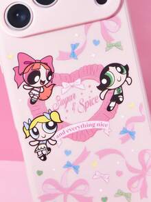 THE POWERPUFF GIRLS X SHEIN 卡通粉色磨砂防摔手機殼，相容 iPhone 11 - 17 Pro Max - 彩色 - 查看 7