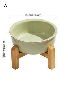 1PC Elevated Ceramic Dog Cat Bowls Bamboo Stand Heavy Base Non Slip Ergonomic Feeding Anti Spill Raised Pet Water Bowl For Large Medium Small Pets Functional Tableware Trending Search - one size fits all - View 5