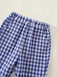 SHEIN Baby Boy Plaid Woven Long Pants, Casual Summer Vacation Suitable For Daily Outings, Holidays - Multicolor - View 5