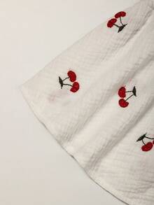 Poéselle 100%純棉櫻桃刺繡法式度假風女款背心上衣 - 白色 - 查看 9