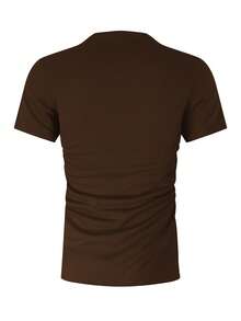 Manfinity Dauomo Men's Summer Casual Solid Color Short Sleeve T-Shirt Vacation Dark Brown - Chocolate Brown - View 2