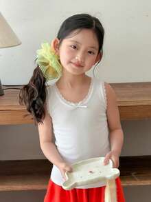 DAZY Young Girls Fitted 3 Pieces Set With Bow Decor Tank Top, Autumn Summer - Multicolor - View 7
