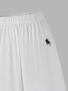 SHEIN 2pcs/Set Teen Short Sleeve & Long Pants Set, Minimalist Pure White With Pony Print, Suitable For Spring/Summer, Sports & Commuting - White - View 3