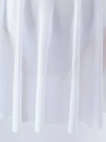SHEIN 少女運動芭蕾舞裙，白色掛脖長裙，可調節肩帶，彈性網布拼接天鵝絨面料，表演舞用夏季款 - 白色 - 查看 5