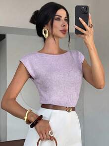 Firerie Elegant Loose Casual Versatile Sleeveless Knit Sweater Vest Going Out Tops Women,Tops For School In Fall/Winter - Violet Purple - View 7