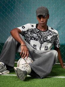EVRINFINITE Top estampada digital de hombre con elemento de estrella y estampado de leopardo vintage de la calle - Multicolor - Ver 7