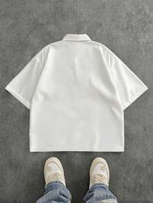 Manfinity RebelGame Men's Plus Size Summer Casual Tie Shirt Back-To-School Graduation White - Multicolor - View 3
