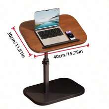 This Desktop Features 360-Degree Rotation And Adjustable Height, Set Upon A Stylish, Minimalist Metal Frame And A Sturdy, Durable Wooden Surface That Remains Stable And Wobble-Free. This Portable, Lightweight Side Table Is Ideal - Multicolor - View 5