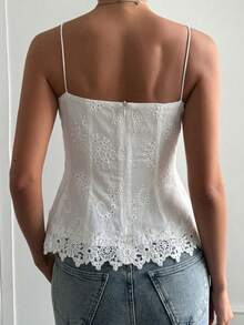 DAZY Women's Summer Vacation Style Textured Fabric Casual Tank Top - White - View 5