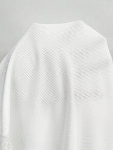 Solflare Plus Size Summer Casual Solid Color Lace Patchwork T-Shirt - White - View 8