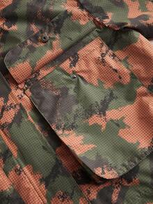 WanderVale Allover Print Flap Pocket Zip Up Jacket Sports - Army Green - View 9