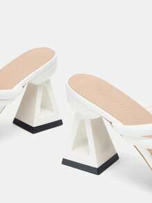 Glitzique 2025 New Fashion Square Toe Open Toe Sandals, Elegant Versatile Suitable For Dates, Shopping, Valentine's Day, Minimalist Casual High Heels - White - View 10