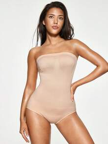 SHAPORA Women's Seamless Body Shaper Bodysuit, Solid Color, Slim Fit - Apricot - View 4