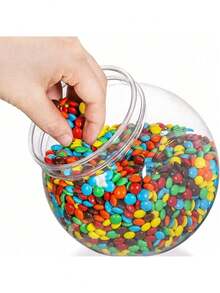 5/10pcs 350ml Transparent Plastic Jars With Lids, Wide Mouth Design, Suitable For Kitchen Countertop Storage Of Candies, Gummies, Cookies And Snacks, Also Can Be Used For Home Decor, Party And Holiday Organization - Multicolor - View 4