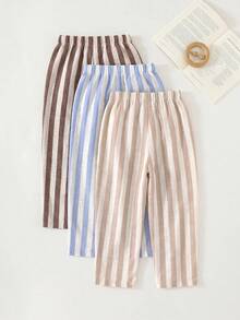 Cozy Pixies Young Boy Young Girls Decorative Webbing Elastic Waist Long Pants 3-Piece Set, Versatile And Comfortable, Suitable For Outings, Street Style, Home, Parties - Multicolor - View 2