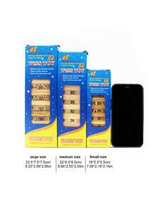 1 Pc Children's Puzzle Log Jenga Toy, Stimulate Children's Imagination - Brown - View 9