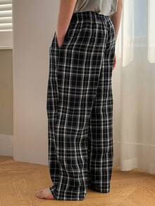 DAZY Men's Plaid Pajama Pants, Spring Loungewear, Fall, Winter - Grey - View 2
