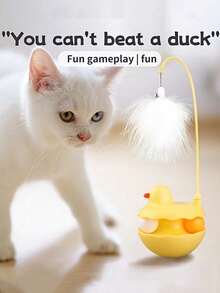 1 Set Duckling Roly-Poly Cat Toys, Self-Righting & Detachable & Washable Cat Wand With Feather Bell, Cat Pet Toys With Replaceable Heads, Multiple Options, Self-Entertaining Cat Toys, Cat Turntable, Cat Teaser - Multicolor - View 3