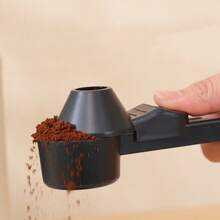 2 Pcs Scoop With Funnel,Funnel Scoop,Protein Scoo P Funnel,Scoo P Funnel For Powder Sliding Bottom Measuring Spoon For Ground Coffee, Protein Powder, Tea, Water Bottles - Black - View 2