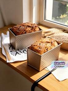 1pc Standard Size Toast Loaf Pan, Black/Gold Color, Rectangular Shape With Texture. Bakes Evenly, Easy Demolding. Ideal For Kitchens, Great For Weekend And Holiday Bread Baking. - Multicolor - View 2