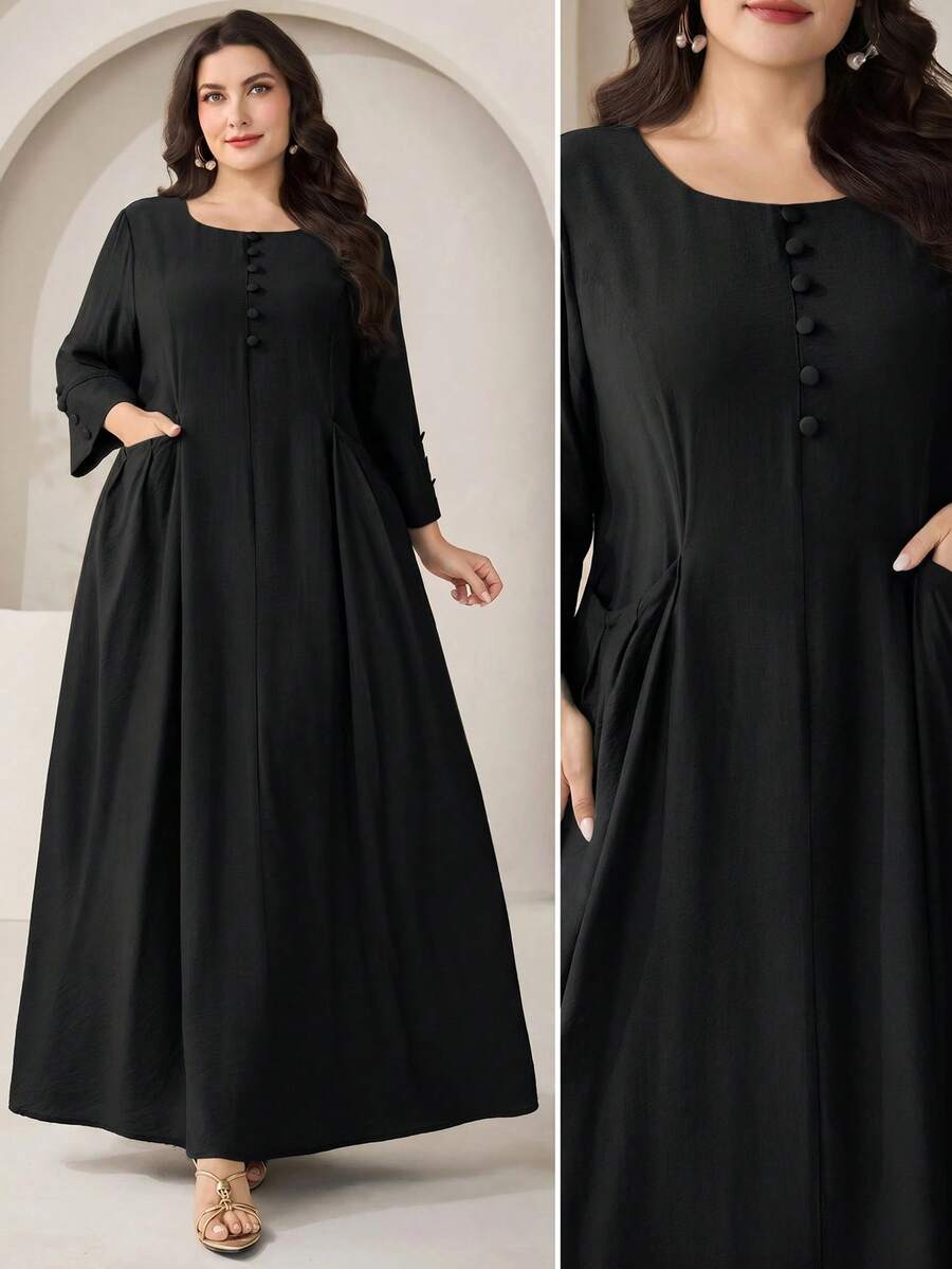 Veilorie Plus Size Women's Dress Fall - Black - View 1