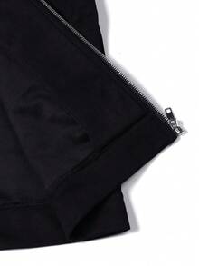 Manfinity Homme Chaqueta con cremallera y bolsillo en diagonal de manga larga para hombre, otoño - Negro - Ver 7