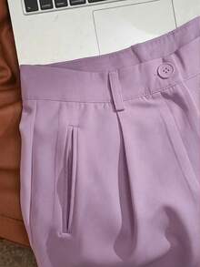 Franclia White Wide Leg Shorts For Women, Summer High Waist Slimming Casual Trousers, Suit Shorts - Purple - View 4