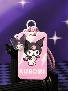 HELLO KITTY AND FRIENDS | SHEIN 三麗鷗 Kuromi 可愛卡片夾附手腕掛繩，日系可愛 ID 識別證套，適用於學生公車卡，附卡通吊飾鑰匙圈 - 粉色 - 查看 5