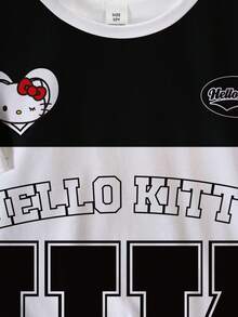 HELLO KITTY AND FRIENDS | SHEIN 青少年女孩圓領卡通圖案短袖T恤 - 白色 - 查看 5