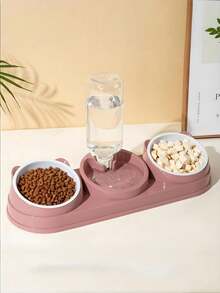 PETSIN 2合1貓糧餵食器與飲水器套組，配備乾濕糧分離結構，採用堅固塑料材質製成，易於清潔，專為保護寵物頸部設計，此餵食器與水碗組合適用於貓和小型犬，是為多隻寵物提供充足水分和均衡飲食的完美選擇 - 500ml - 查看 9
