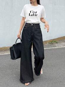 FRIFUL Women's Pocket Button Zipper Minimalist Style Denim Jeans Summer - Blue - View 5