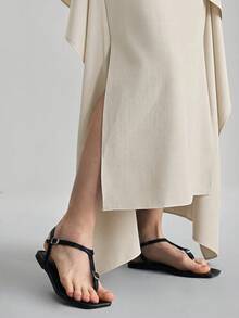 Ontre New 2026SS Spring/Summer Structured Wave Hem Skirt Women's Skirt Suitable For Modern Urban Party Season, Back To School Season, Urban Minimalist Fashion Casual Daily, Casual Bohemian Style, Vacation, Festival, Spring Women's Skirt - Apricot - View 5