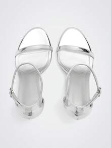 Maija Damen Sandalen mit runder Zehenpartie und Stilettoabsatz, modische und einfache Damenschuhe, elegant und bequem für Pendler und Partys, Frühlings- und Sommersandalen für Damen - Silber - Übersicht 5