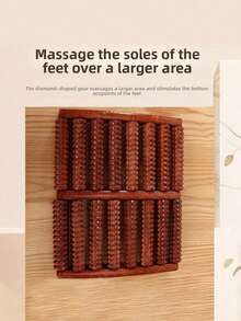 8/5 Rows Reflexology Massage Roller - Wooden Foot Massager Roller For Adults, Foot Massage Tool For Home And Office Use, Desk Foot Massager, Foot Massager, Office Relaxation, Ergonomic Design, Natural Wood Surface - Multicolor - View 3