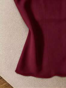 Franclia Casual Women's Rhinestone Buckle Design Fashion Halter Top - Burgundy - View 4