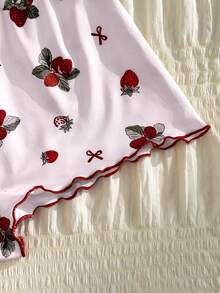 PetitDoll Women's Sweet Strawberry Bow Contrast Color Ruffle Edge Design Series Hipster Panties - Pink - View 7