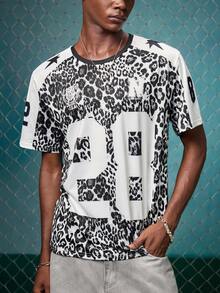 EVRINFINITE Top estampada digital de hombre con elemento de estrella y estampado de leopardo vintage de la calle - Multicolor - Ver 5