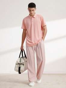 Driftmere 2026夏季男士男友風 Polo 衫－快乾絲般領口｜尺寸範圍 (XS-XXL)｜超輕量透氣，適合高爾夫/戶外/商務/休閒場合運動健身房鍛鍊 - 粉色 - 查看 4