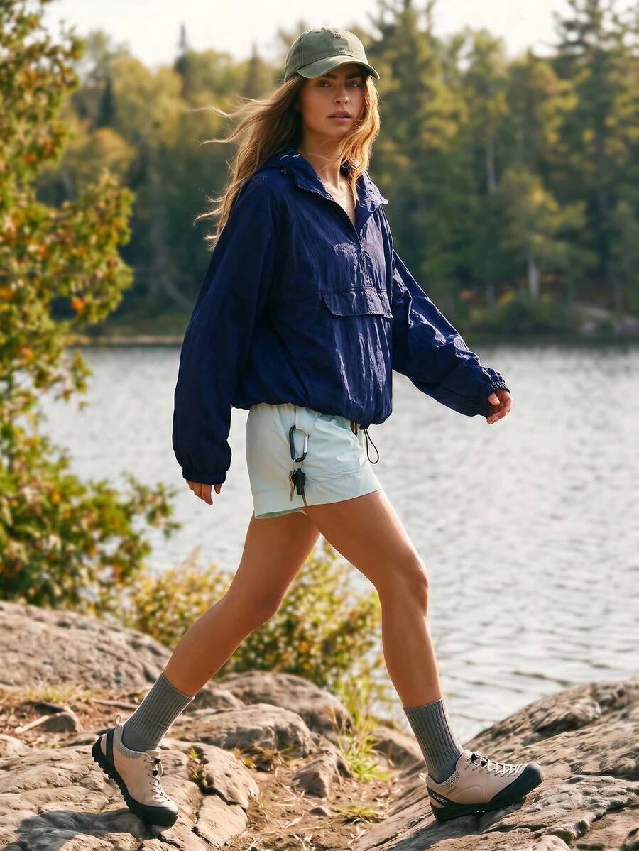 WanderVale Ladies' Plain And Simple Everyday Outdoor Jacket, Regular Fit Sports - Navy Blue - View 1